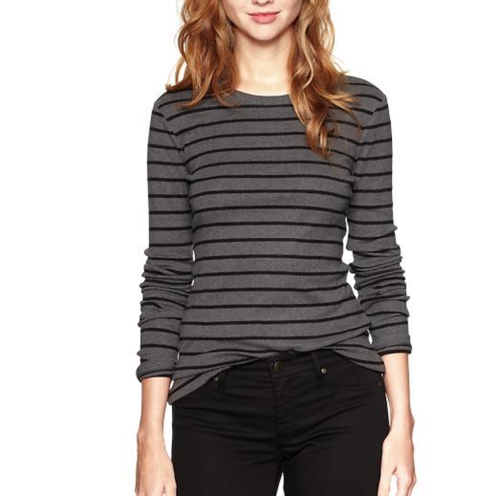 GAP Gray and Black Striped Long Sleeve Shirt Small NWT